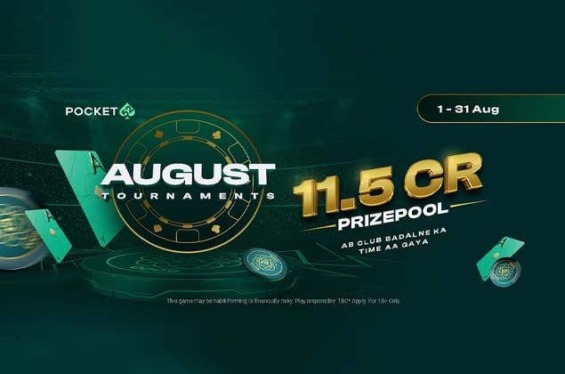 Pocket52 Turns up the Heat: Massive ₹11.50 Crores Prize Pool For August Tournaments